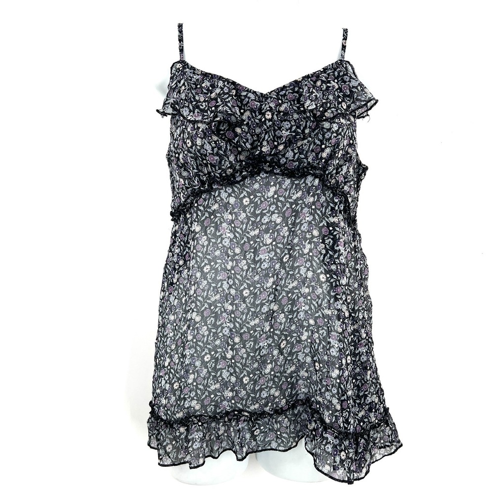 Express y2k sheer babydoll tank top moody whimsigoth floral romantic M READ